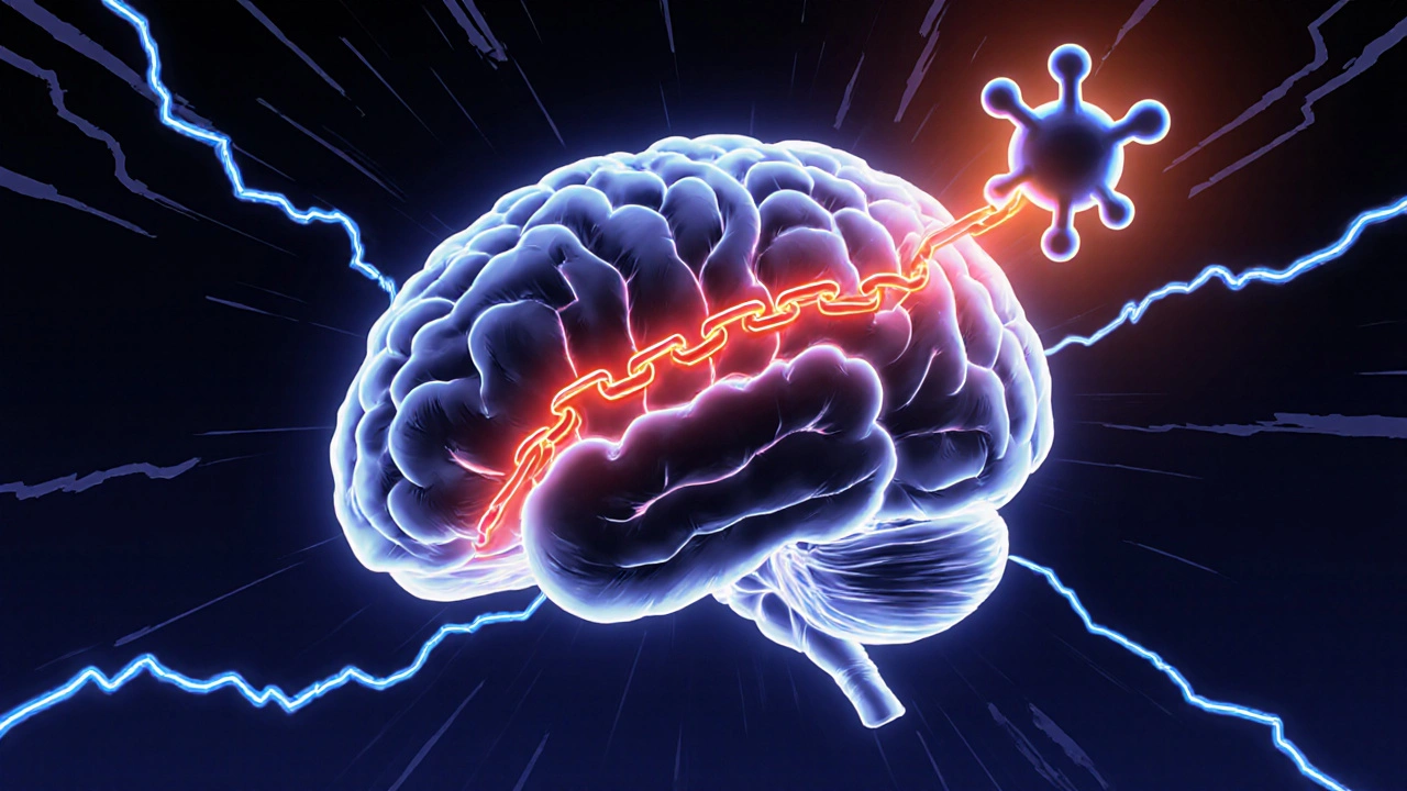 Anime-style brain with highlighted hippocampus and dopamine symbols representing steroid effects.
