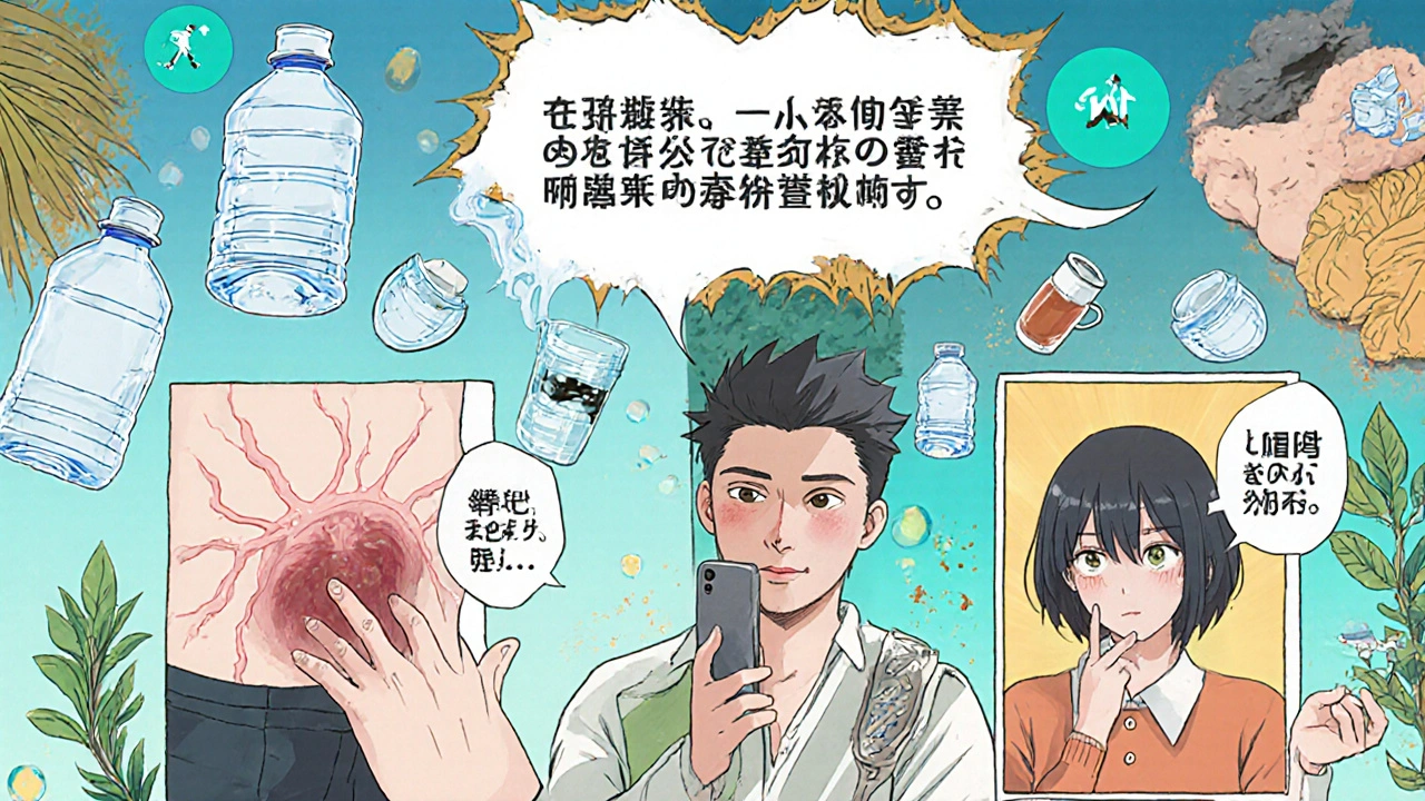 Person practicing bladder training with alarms and healthy habits for diabetes management.