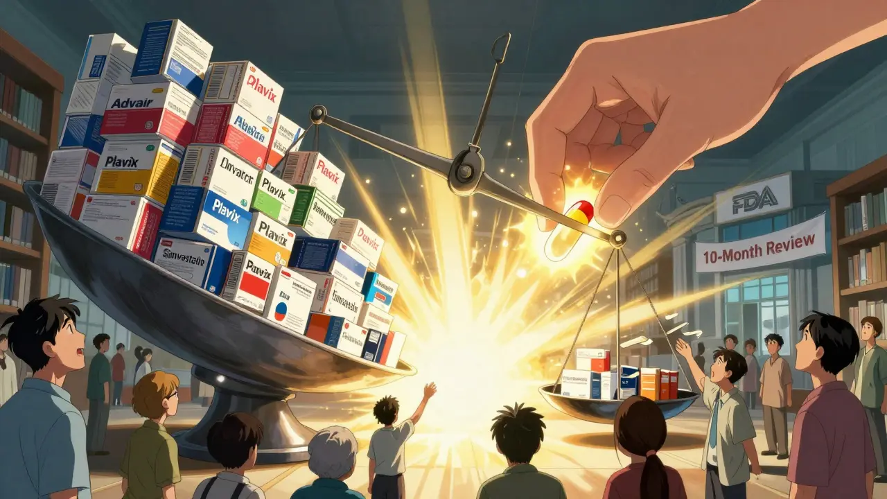 A single generic pill outweighs stacks of brand-name drugs on a massive scale, releasing a wave of light and hope.