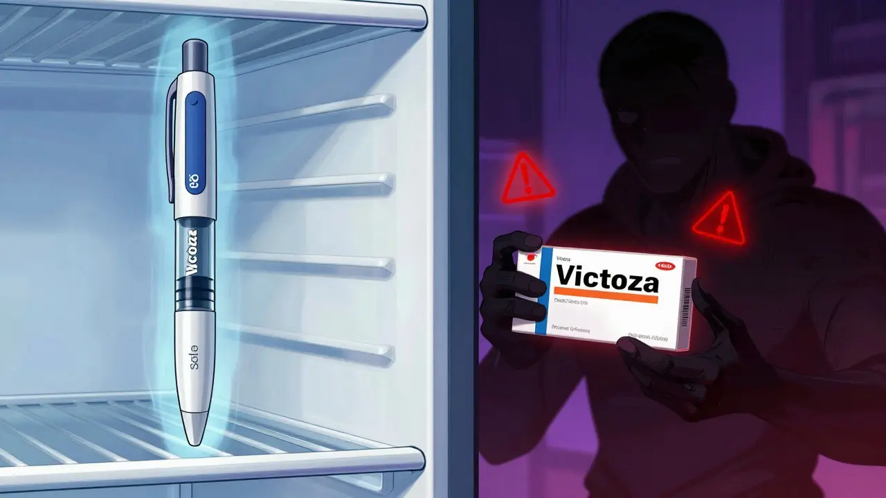 Contrast between safe refrigerated medication and dangerous fakes