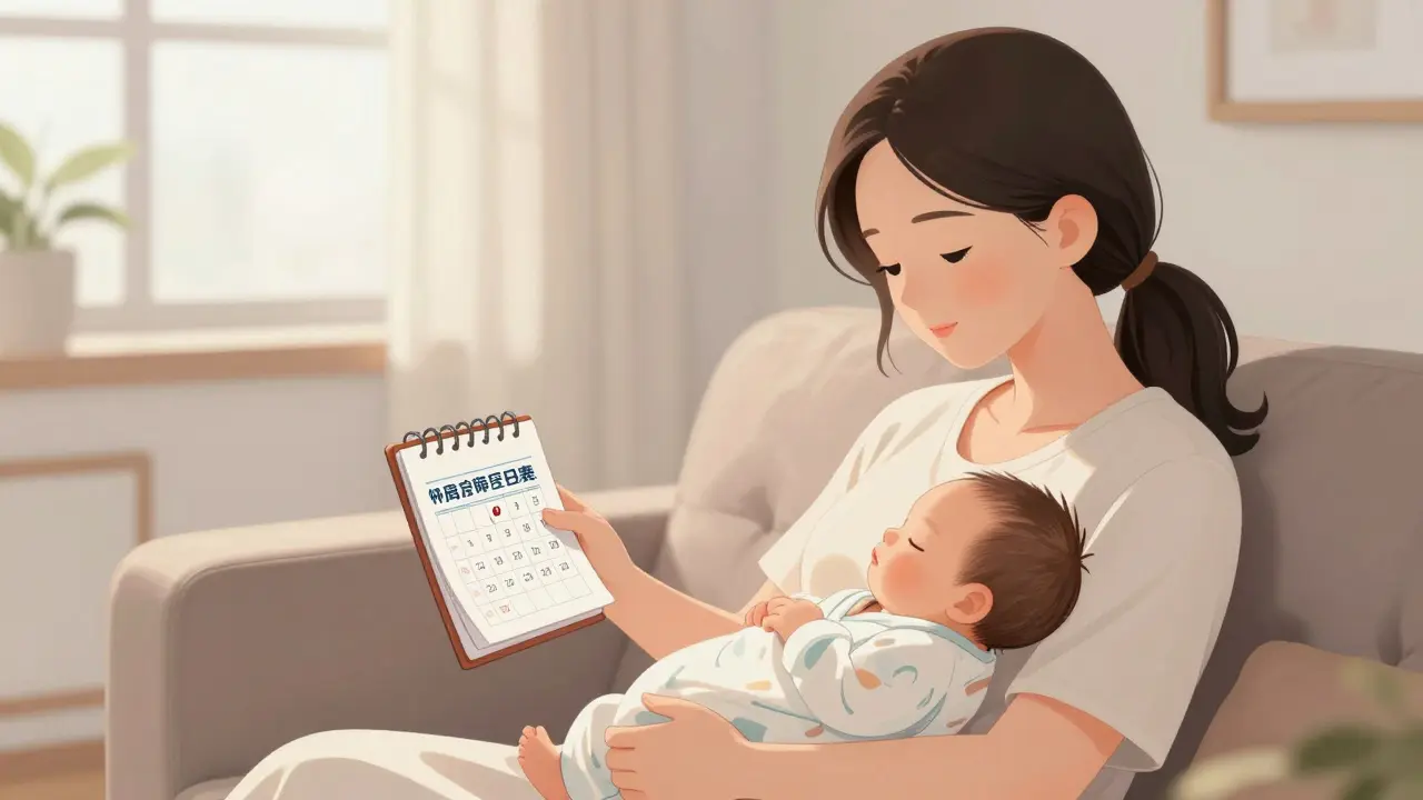 New mother with baby planning postpartum thyroid checkup