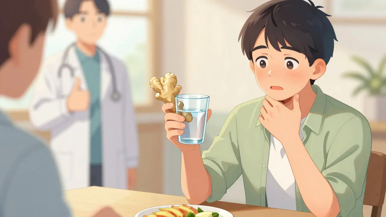 Patient using ginger and diet as safe nausea relief alternatives